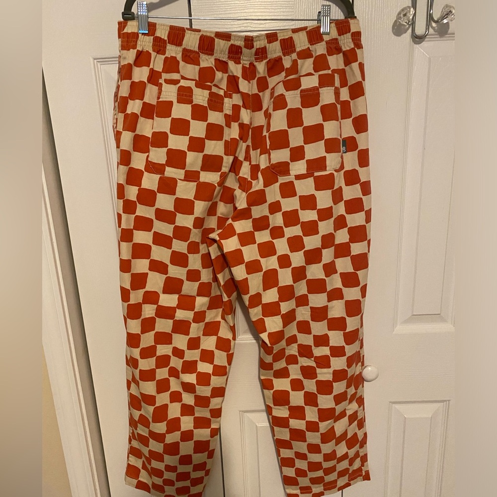Urban Outfitters Orange/Cream Checked Casual pull-on 100% Cotton. Sz XL